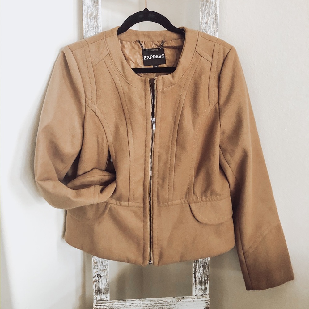Express Crop Tan Moto Jacket